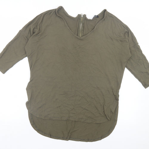 Select Womens Green Viscose Basic T-Shirt Size 12 V-Neck