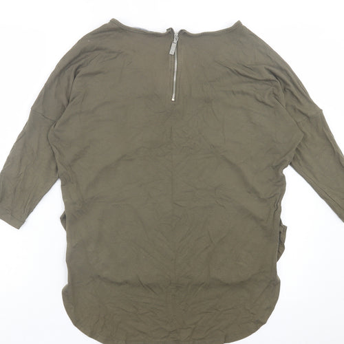 Select Womens Green Viscose Basic T-Shirt Size 12 V-Neck
