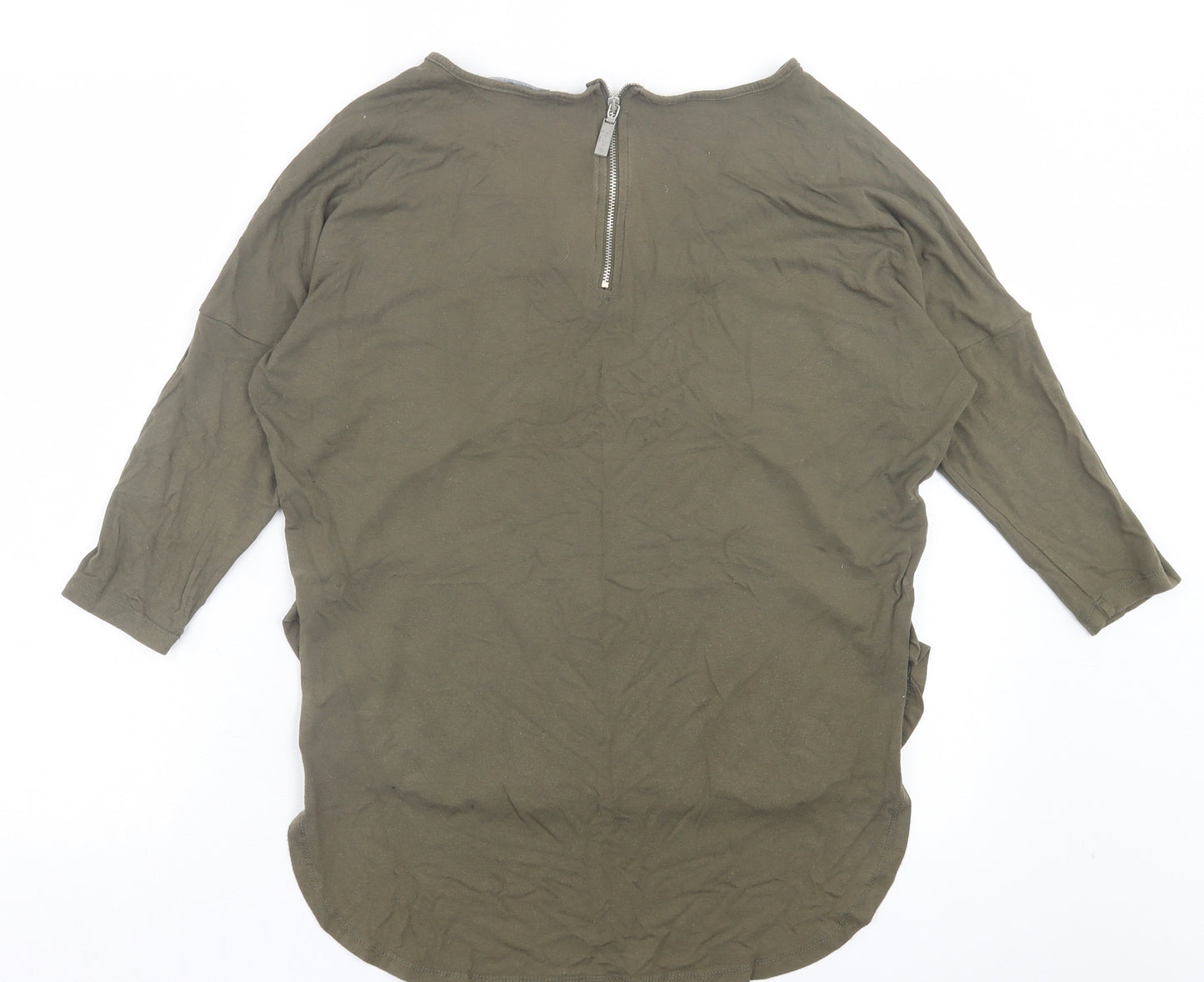 Select Womens Green Viscose Basic T-Shirt Size 12 V-Neck