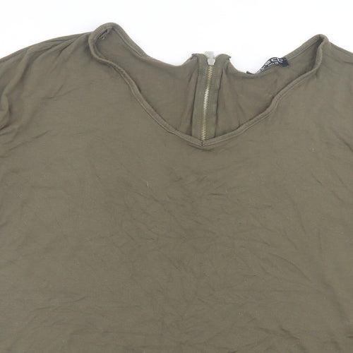Select Womens Green Viscose Basic T-Shirt Size 12 V-Neck