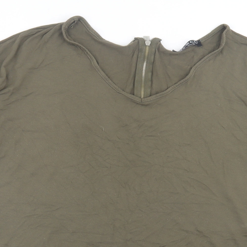 Select Womens Green Viscose Basic T-Shirt Size 12 V-Neck