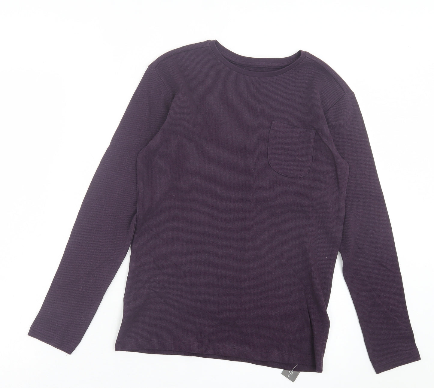 Dunnes Stores Mens Purple Cotton T-Shirt Size S Crew Neck - Pocket Detail