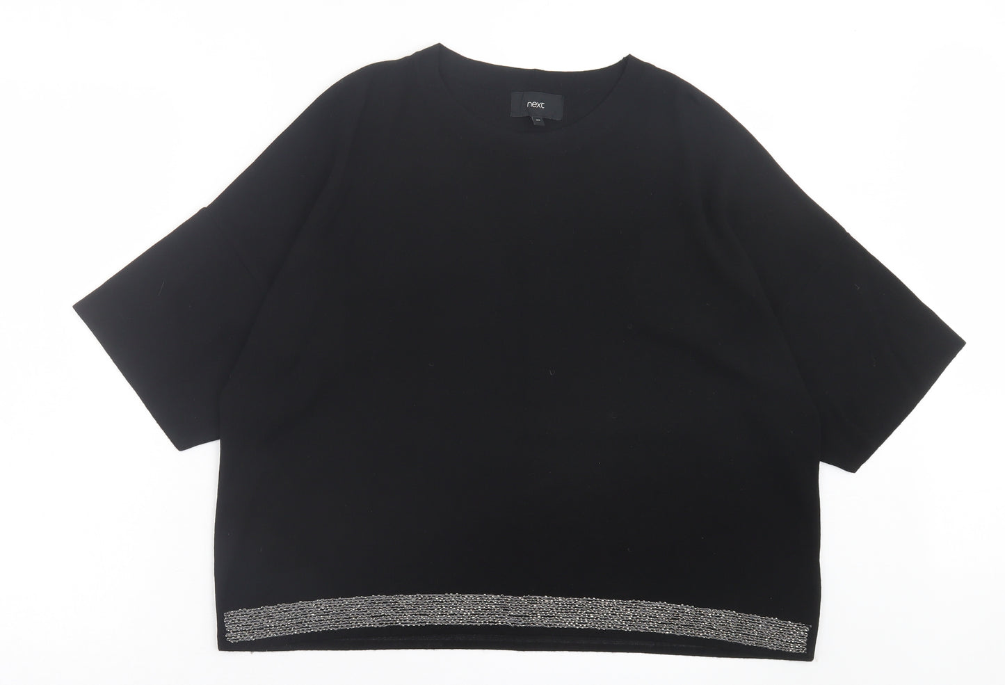 NEXT Womens Black Viscose Basic T-Shirt Size 20 Crew Neck