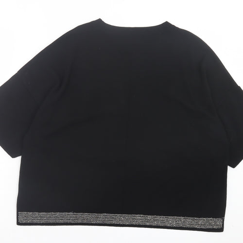 NEXT Womens Black Viscose Basic T-Shirt Size 20 Crew Neck
