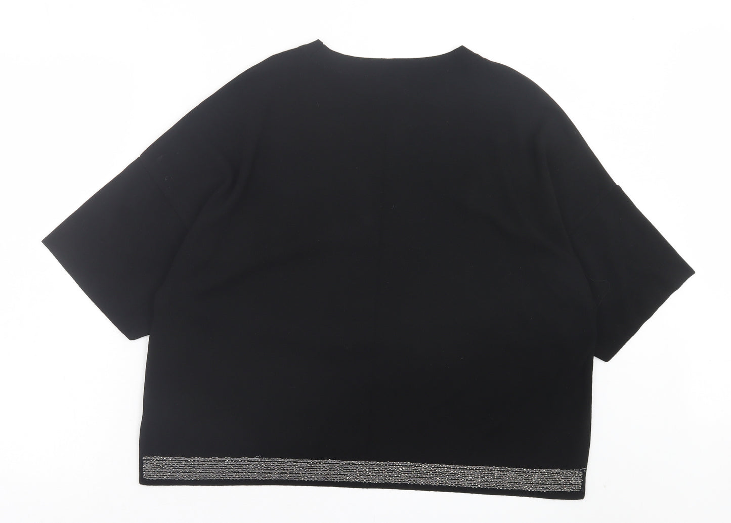 NEXT Womens Black Viscose Basic T-Shirt Size 20 Crew Neck