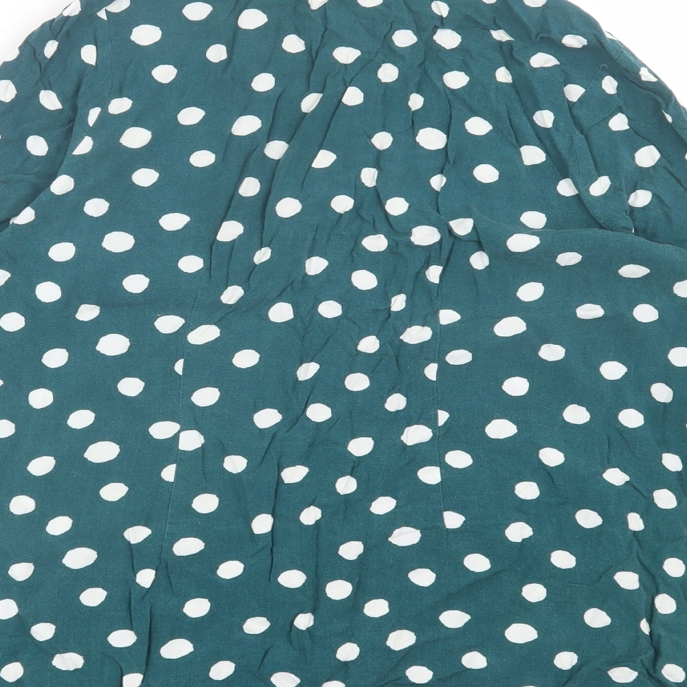 Primark Womens Green Polka Dot Polyester Basic Button-Up Size 16 Collared