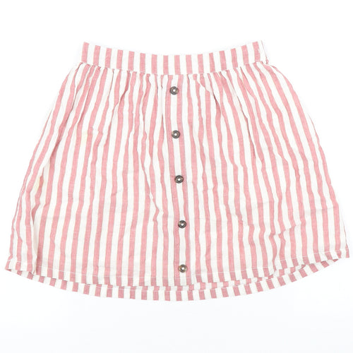 F&F Girls Multicoloured Striped Cotton A-Line Skirt Size 8-9 Years Regular Pull On