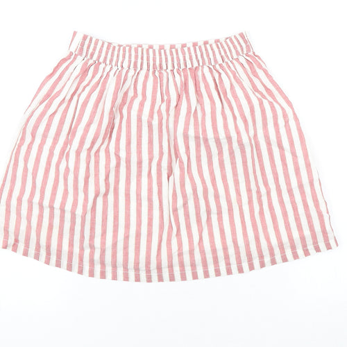 F&F Girls Multicoloured Striped Cotton A-Line Skirt Size 8-9 Years Regular Pull On