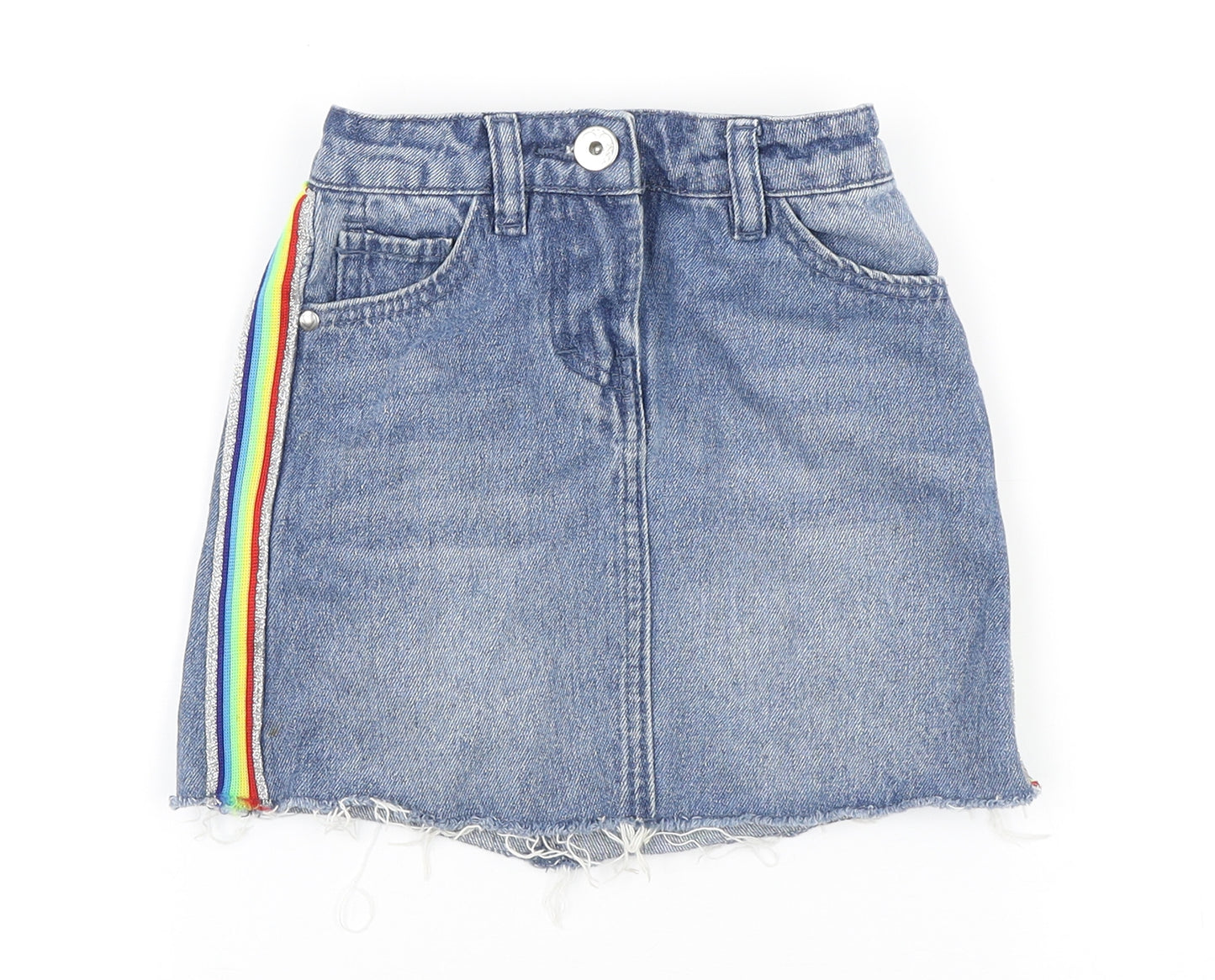 George Girls Black Cotton Straight & Pencil Skirt Size 5-6 Years Regular Button - Multicoloured panels