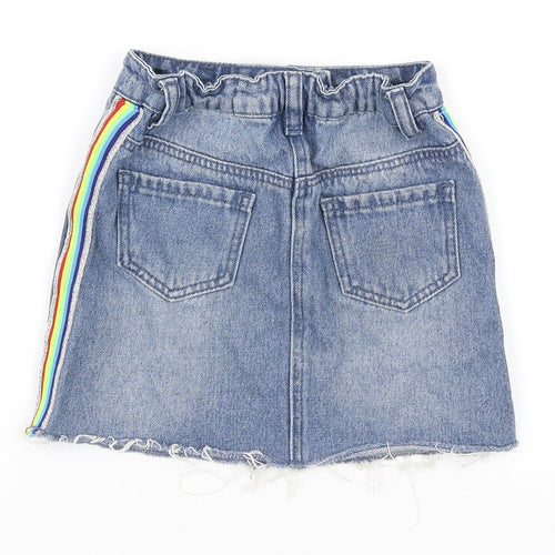 George Girls Black Cotton Straight & Pencil Skirt Size 5-6 Years Regular Button - Multicoloured panels