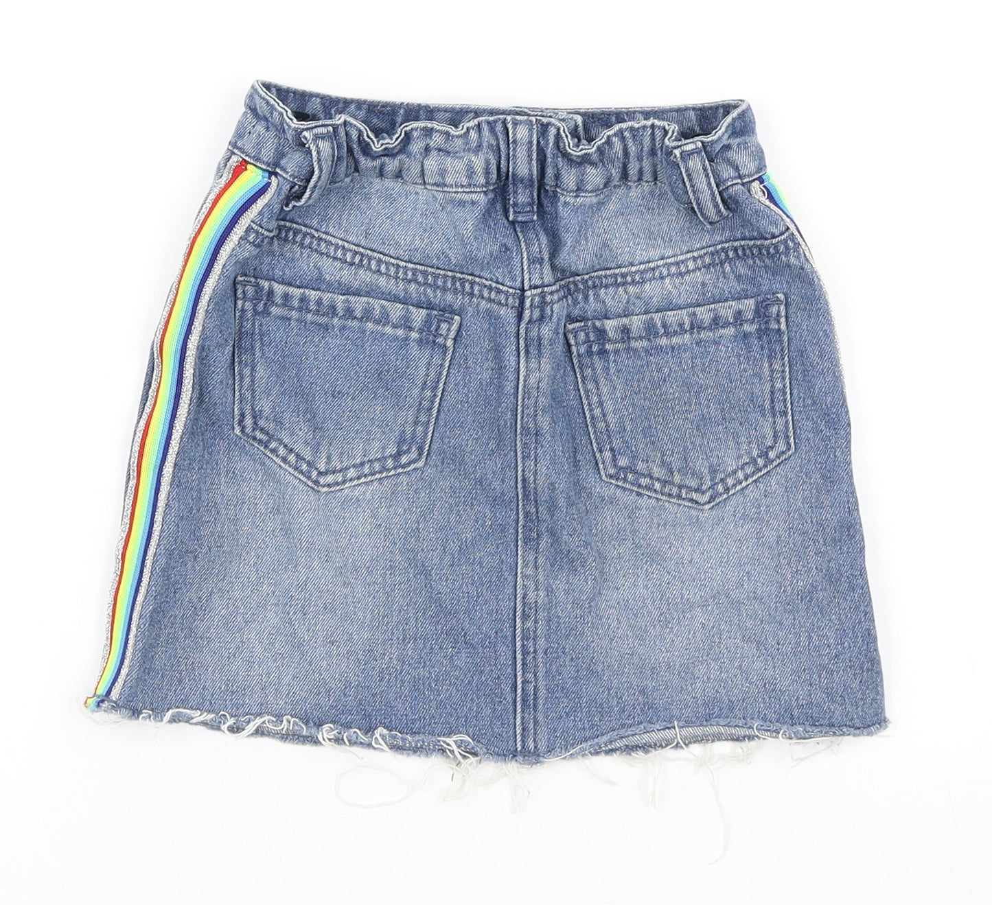 George Girls Black Cotton Straight & Pencil Skirt Size 5-6 Years Regular Button - Multicoloured panels