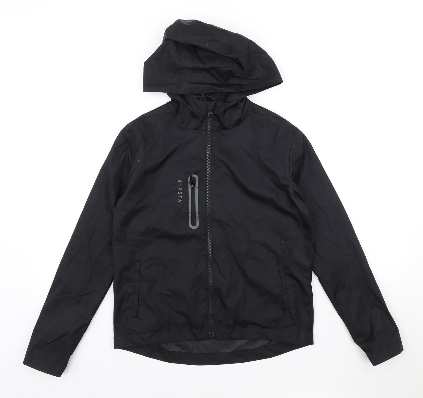 DECATHLON Boys Black Rain Coat Coat Size 12 Years Zip