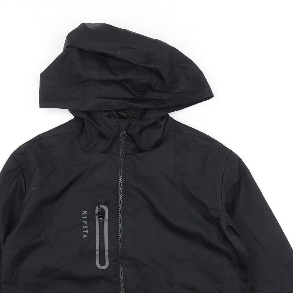 DECATHLON Boys Black Rain Coat Coat Size 12 Years Zip