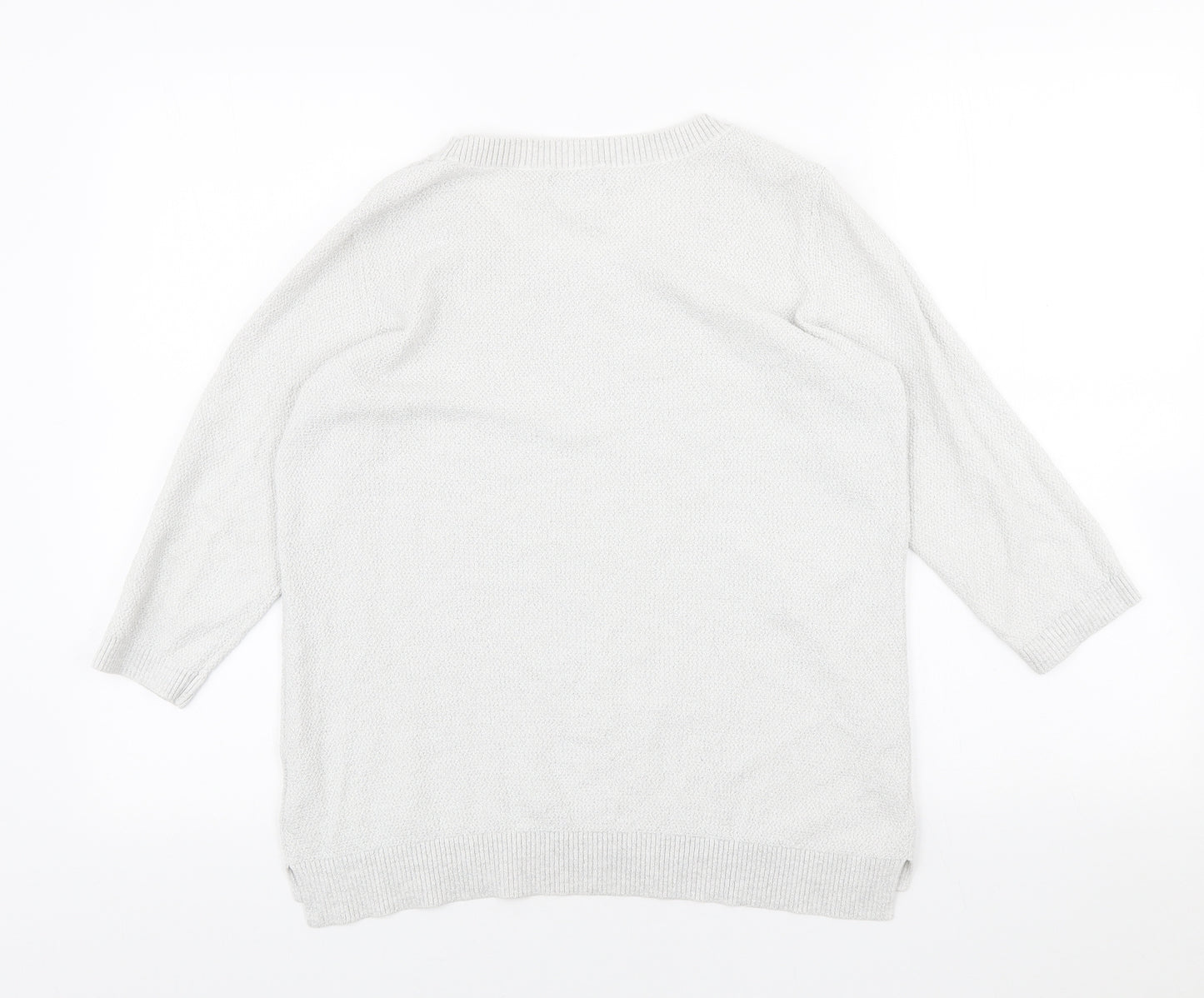 Tommy Hilfiger Womens Grey Scoop Neck Cotton Pullover Jumper Size M