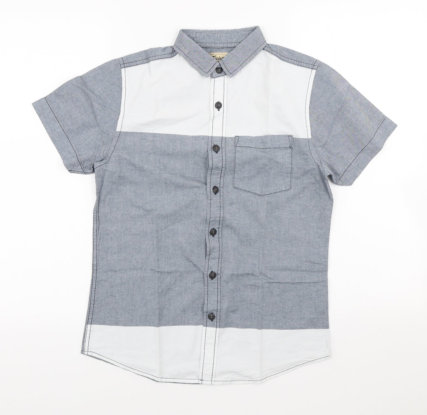 Twisted Soul Mens Multicoloured Colourblock Cotton Button-Up Size XS Collared Button