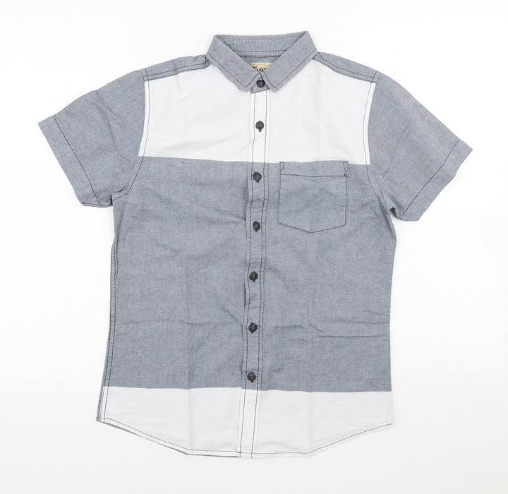 Twisted Soul Mens Multicoloured Colourblock Cotton Button-Up Size XS Collared Button
