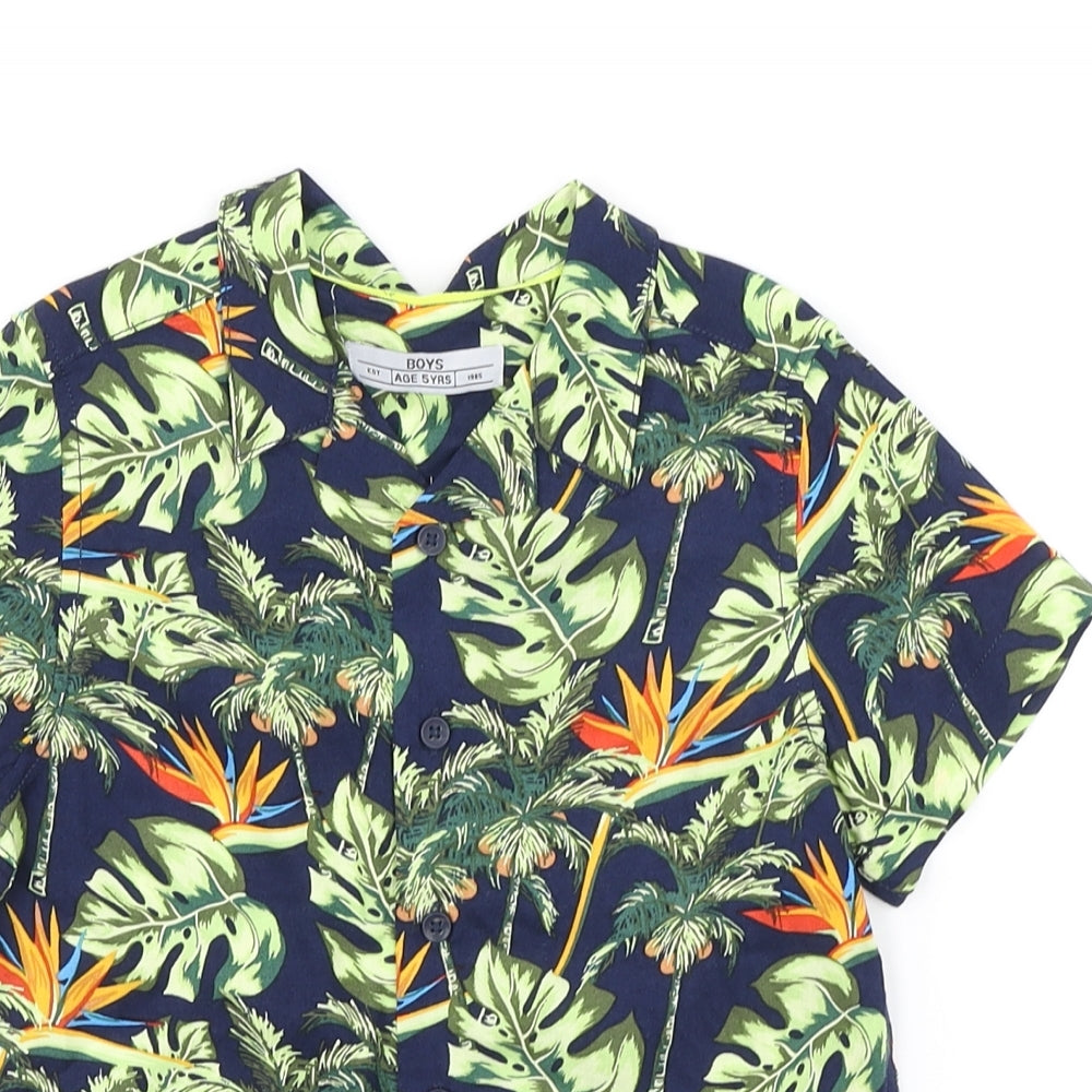 Matalan Boys Multicoloured Floral Viscose Basic Button-Up Size 5 Years Collared Button