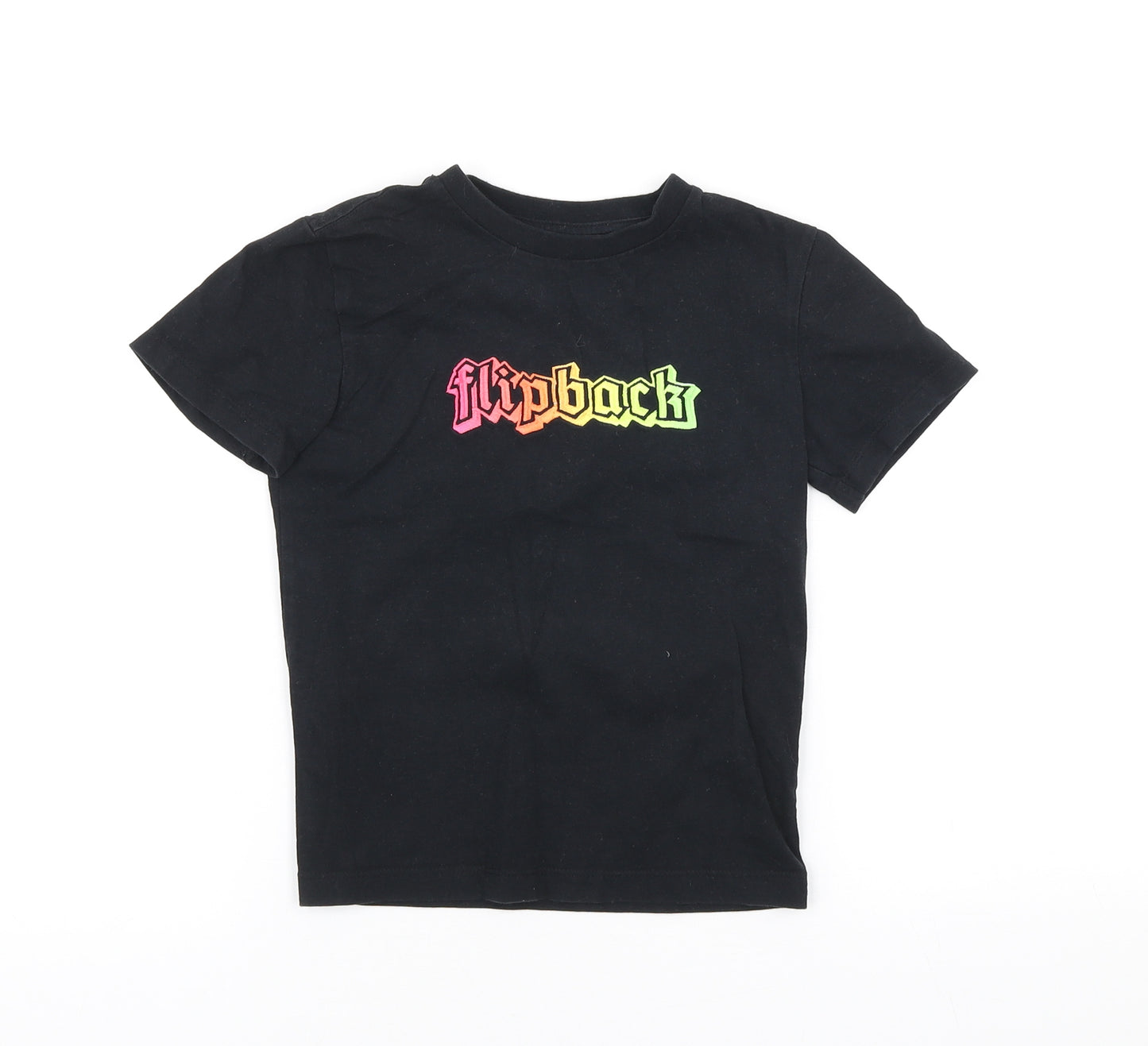 NEXT Girls Black Cotton Basic T-Shirt Size 5 Years Round Neck Pullover - Flipback