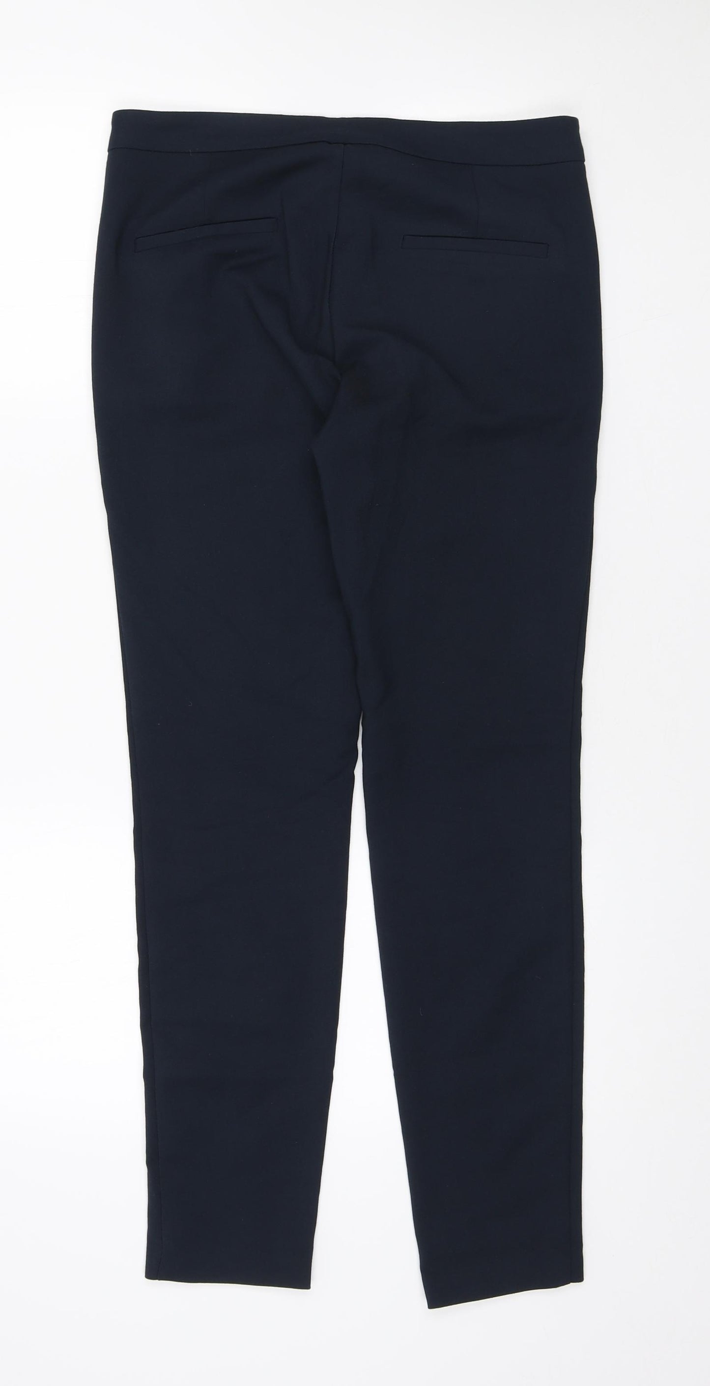 Zara Womens Blue Cotton Trousers Size S L27 in Regular Button