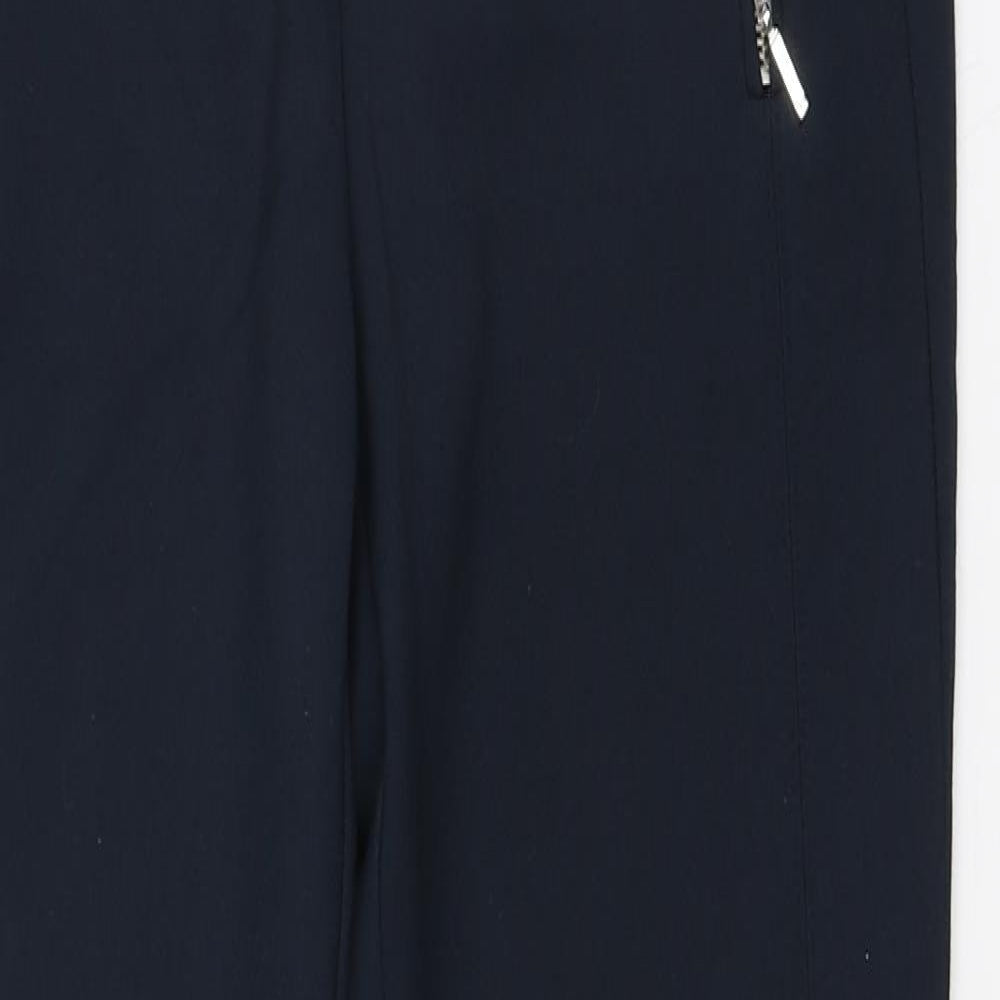 Zara Womens Blue Cotton Trousers Size S L27 in Regular Button