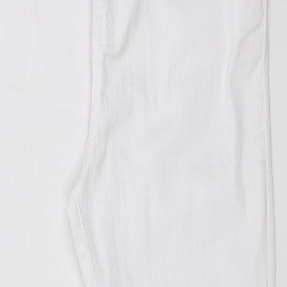 Per Una Womens White Cotton Straight Jeans Size 14 L29 in Regular Button