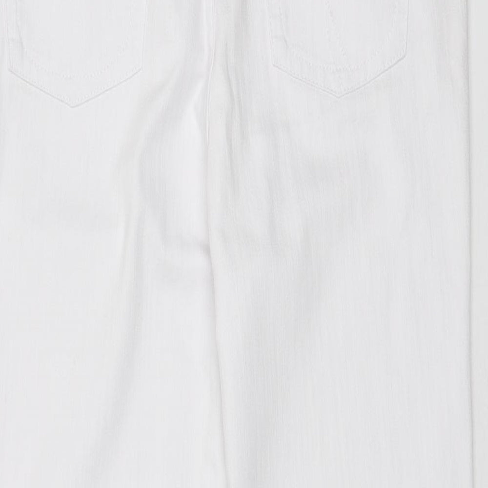 Per Una Womens White Cotton Straight Jeans Size 14 L29 in Regular Button