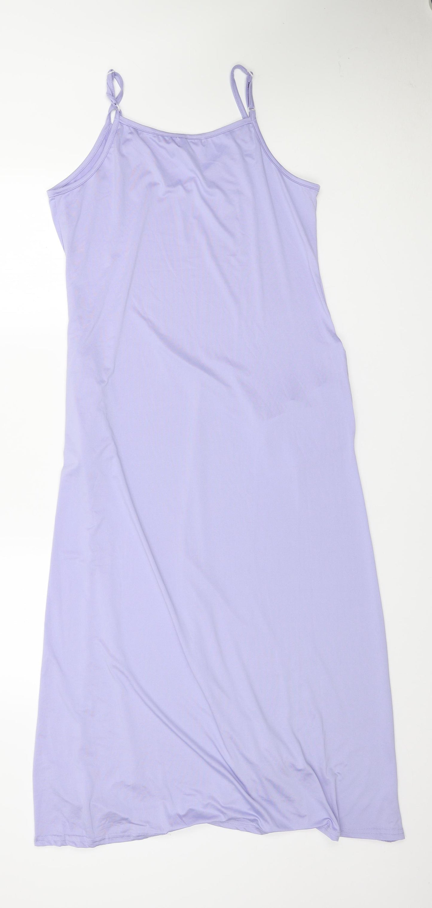 Vicabo Womens Purple Polyester Tank Dress Size 14 V-Neck Pullover
