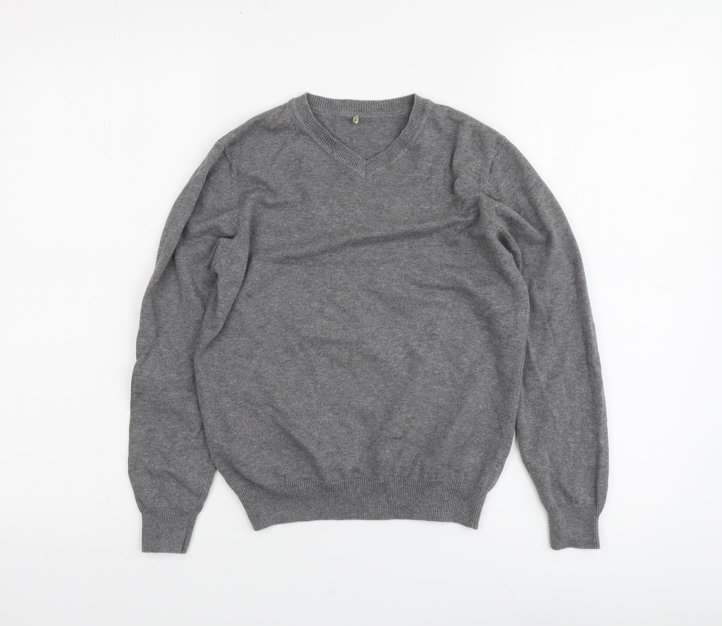 George Boys Grey V-Neck Cotton Pullover Jumper Size 7-8 Years Button
