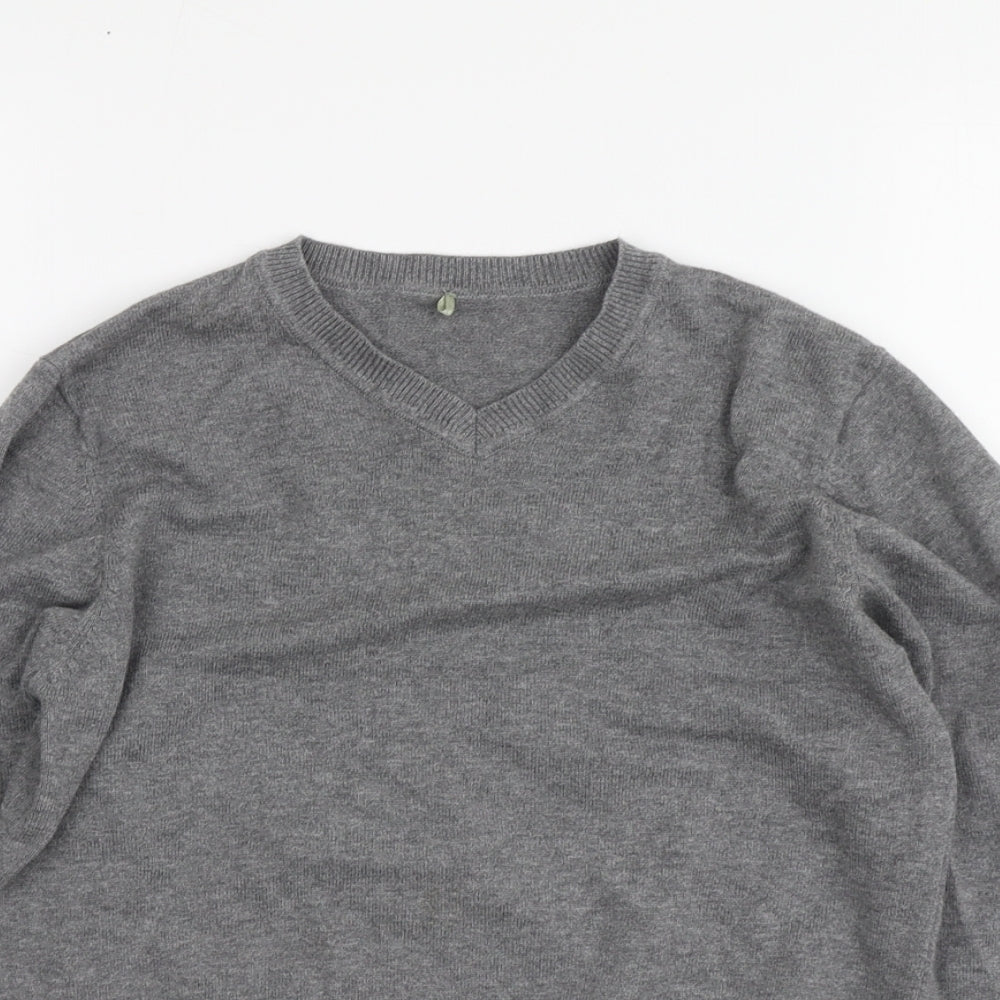 George Boys Grey V-Neck Cotton Pullover Jumper Size 7-8 Years Button