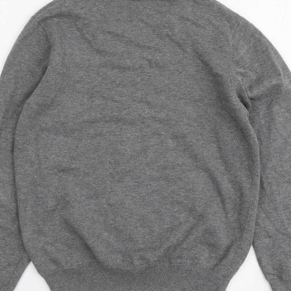 George Boys Grey V-Neck Cotton Pullover Jumper Size 7-8 Years Button