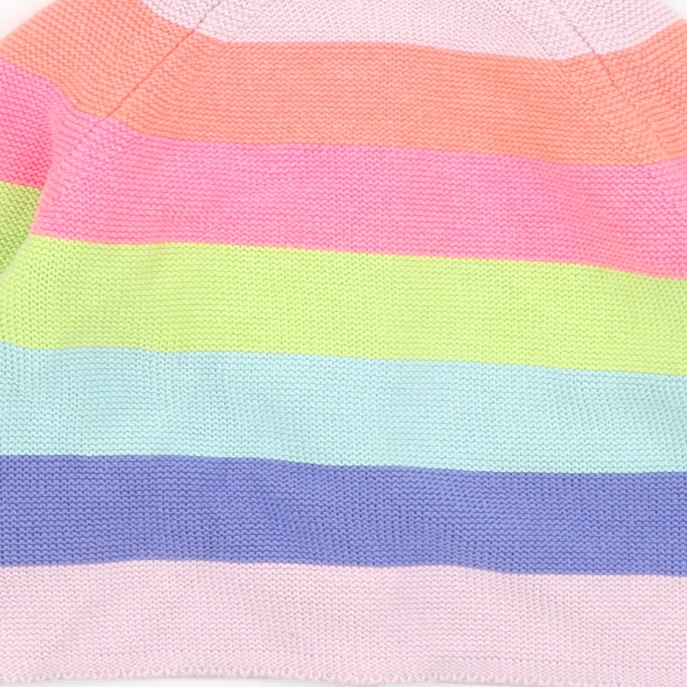NEXT Girls Multicoloured Striped Cotton Cardigan Jumper Size 18-24 Months Button