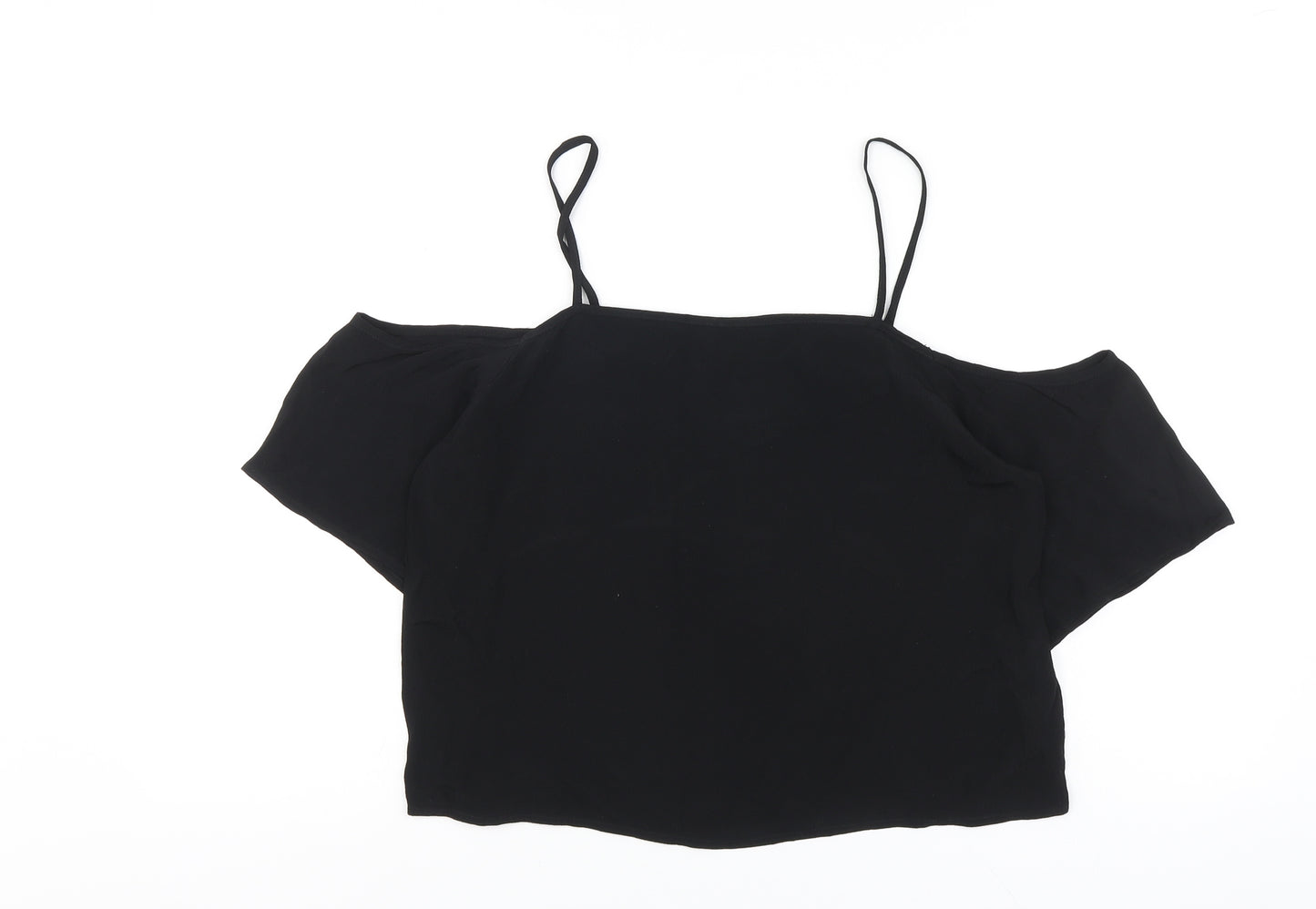 Forever21 Womens Black Polyester Basic Blouse Size S Off the Shoulder