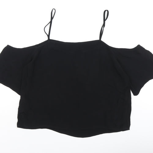 Forever21 Womens Black Polyester Basic Blouse Size S Off the Shoulder