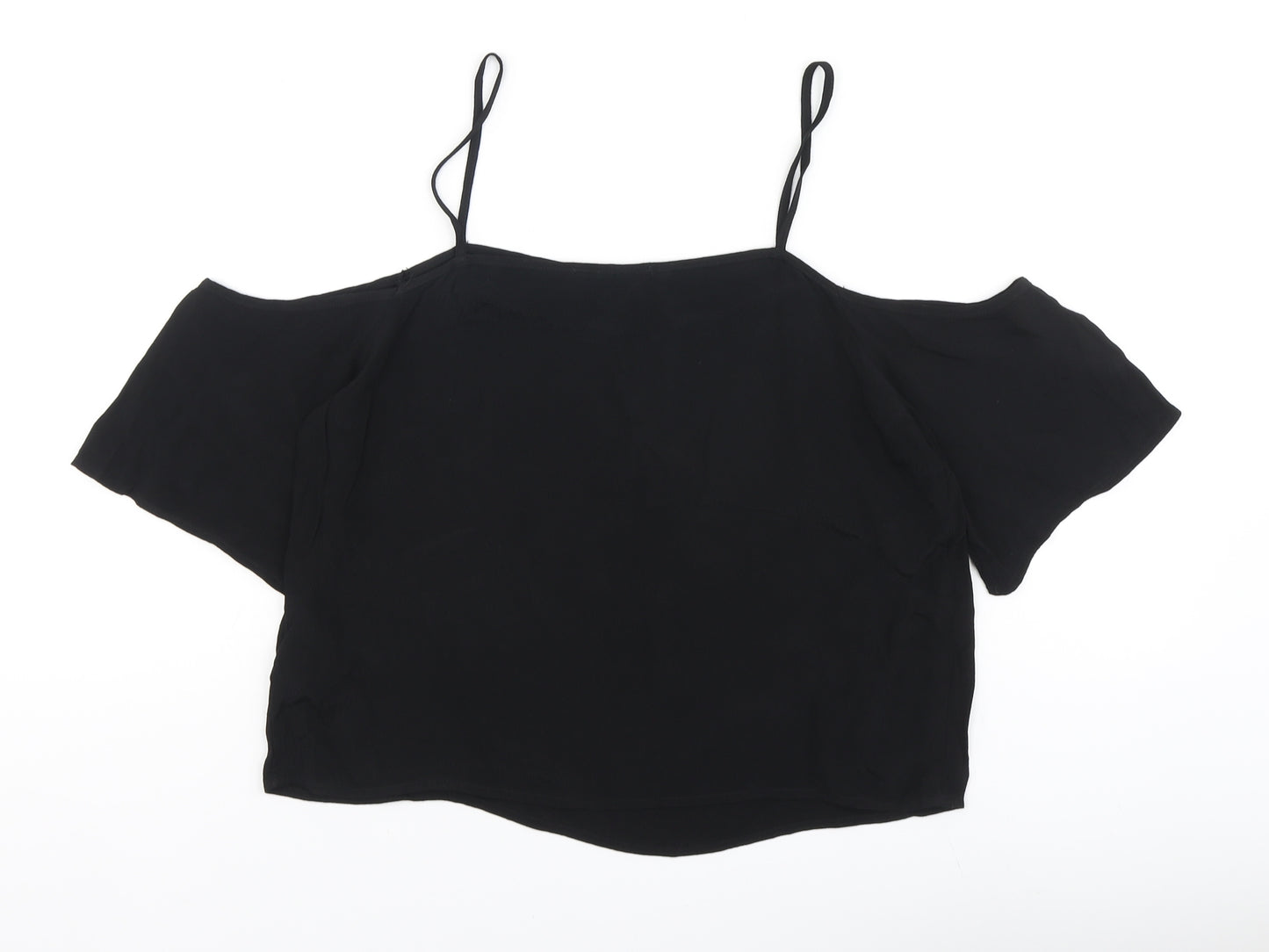 Forever21 Womens Black Polyester Basic Blouse Size S Off the Shoulder