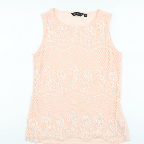 Dorothy Perkins Womens Pink Floral Polyamide Basic Tank Size 12 Round Neck