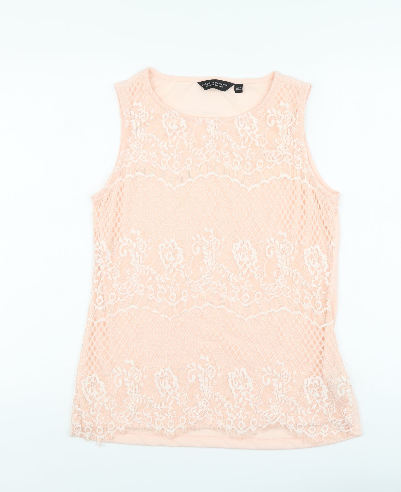 Dorothy Perkins Womens Pink Floral Polyamide Basic Tank Size 12 Round Neck