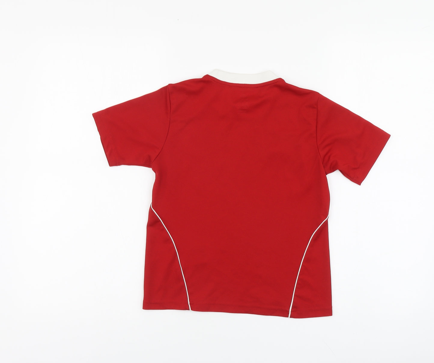 adidas Boys Red Polyester Basic T-Shirt Size 8-9 Years Round Neck