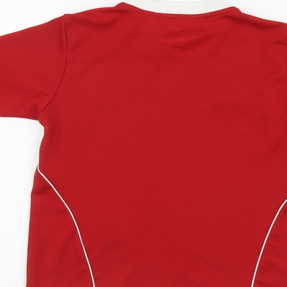 adidas Boys Red Polyester Basic T-Shirt Size 8-9 Years Round Neck