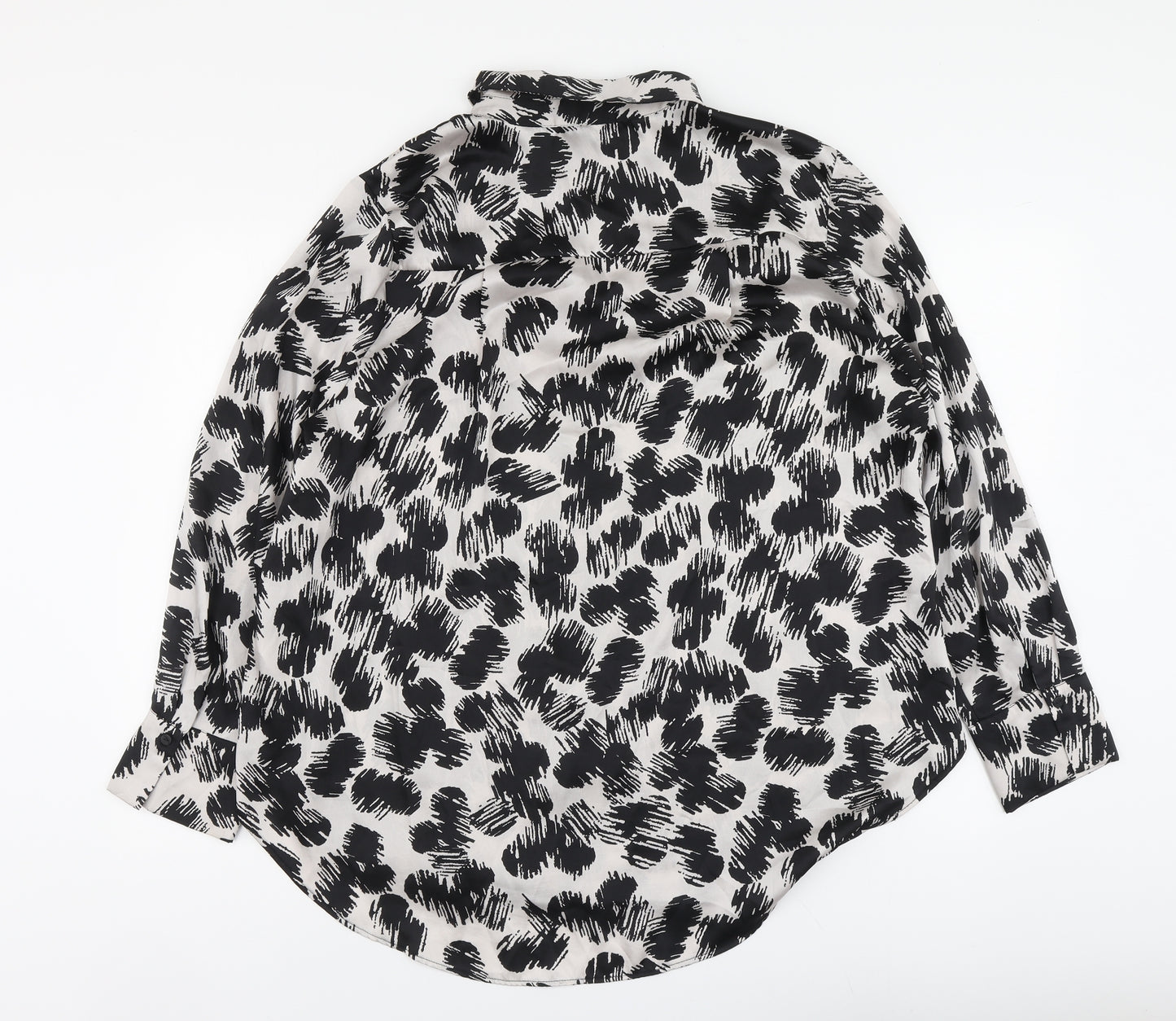 Primark Womens Black Geometric Polyester Basic Button-Up Size 18 Collared