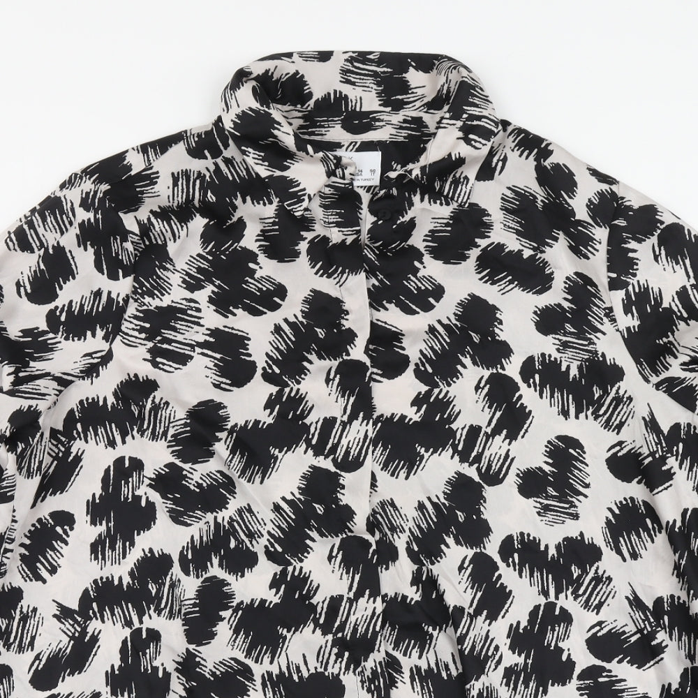 Primark Womens Black Geometric Polyester Basic Button-Up Size 18 Collared