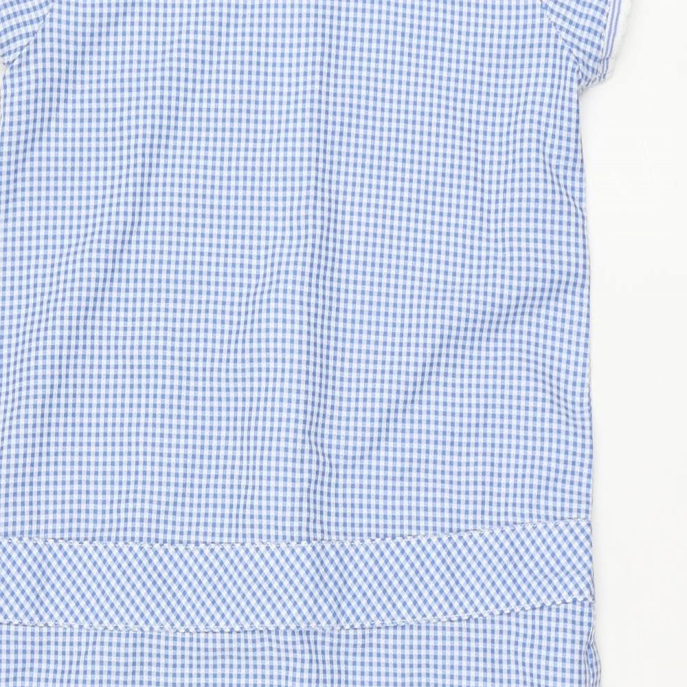F&F Girls Blue Check Cotton A-Line Size 10-11 Years Collared