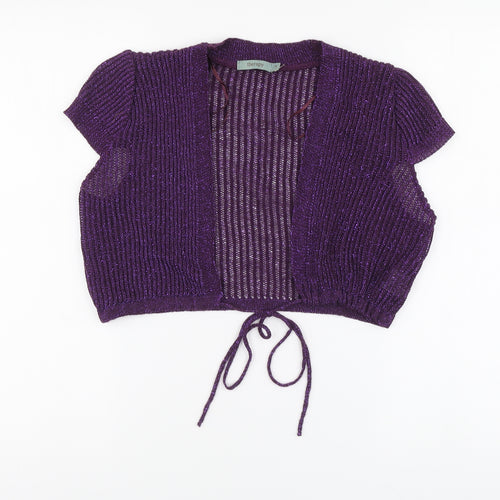 Therapy Womens Purple V-Neck Acrylic Shrug Jumper Size 10