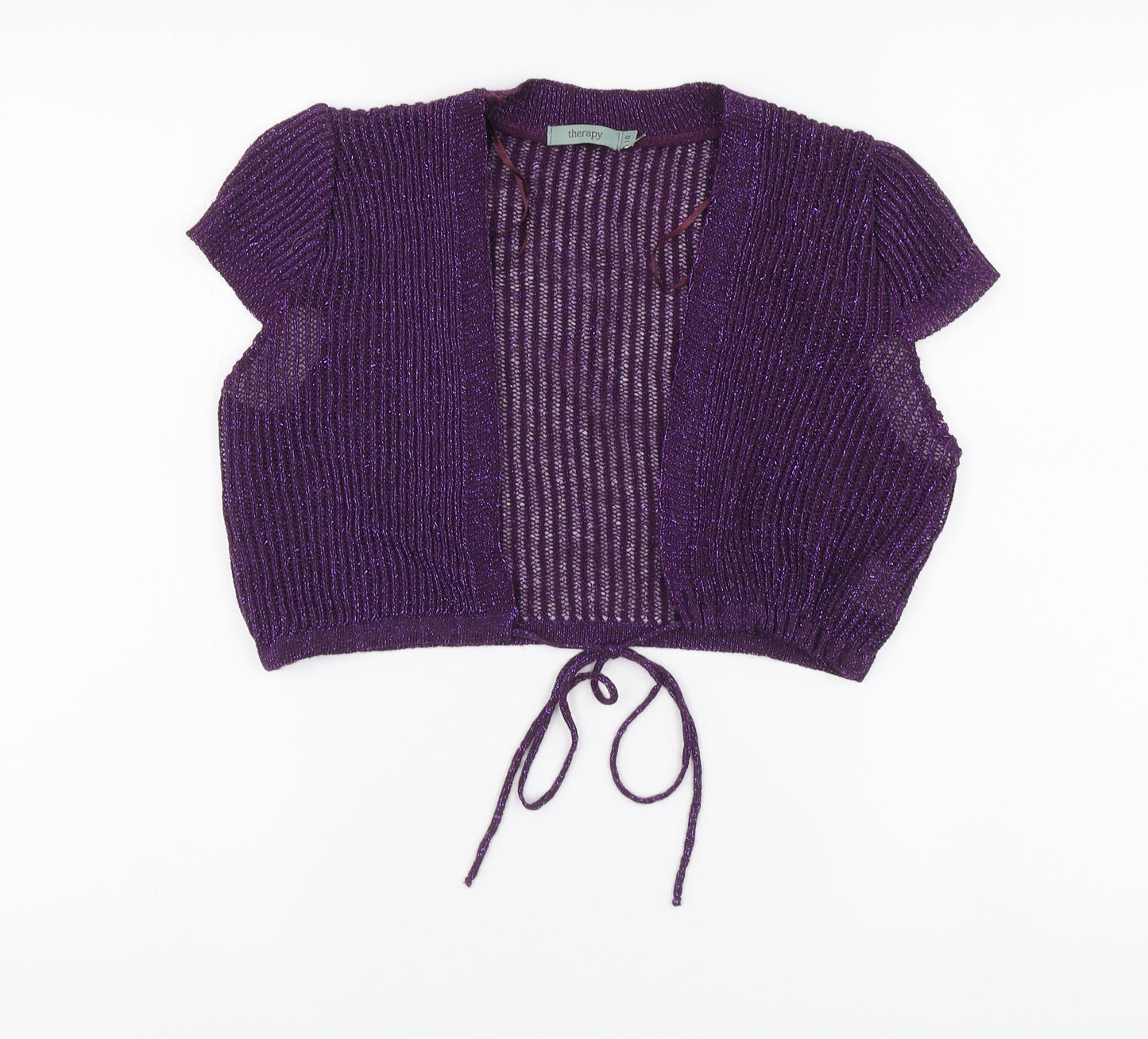 Therapy Womens Purple V-Neck Acrylic Shrug Jumper Size 10