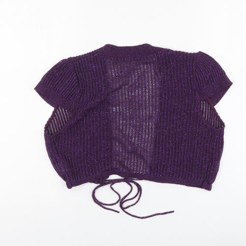 Therapy Womens Purple V-Neck Acrylic Shrug Jumper Size 10