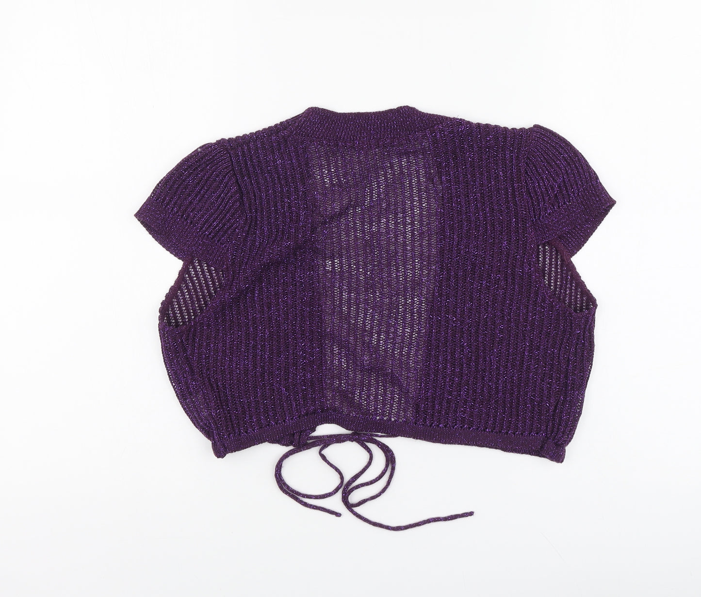 Therapy Womens Purple V-Neck Acrylic Shrug Jumper Size 10
