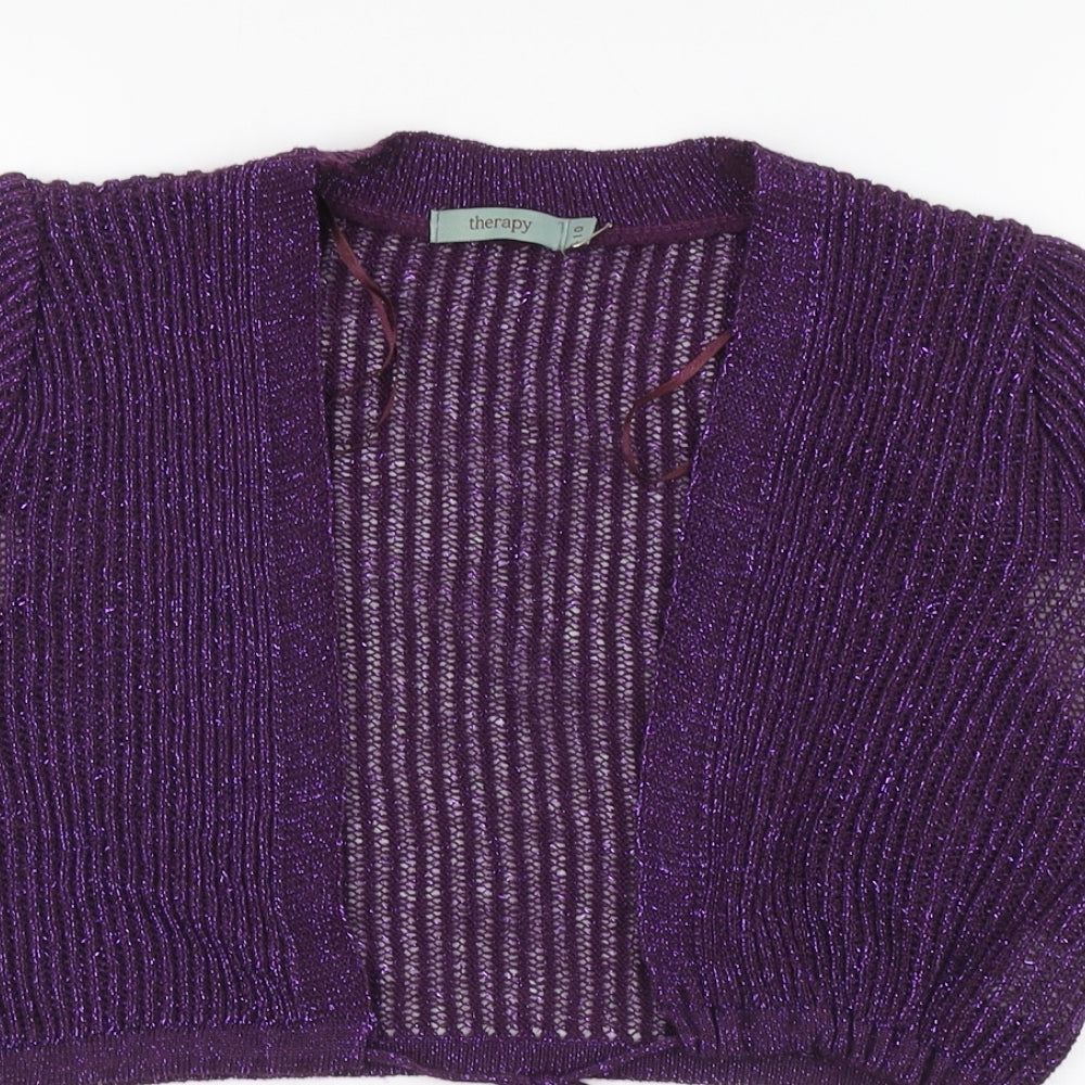 Therapy Womens Purple V-Neck Acrylic Shrug Jumper Size 10