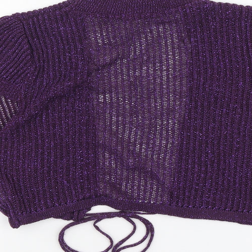 Therapy Womens Purple V-Neck Acrylic Shrug Jumper Size 10