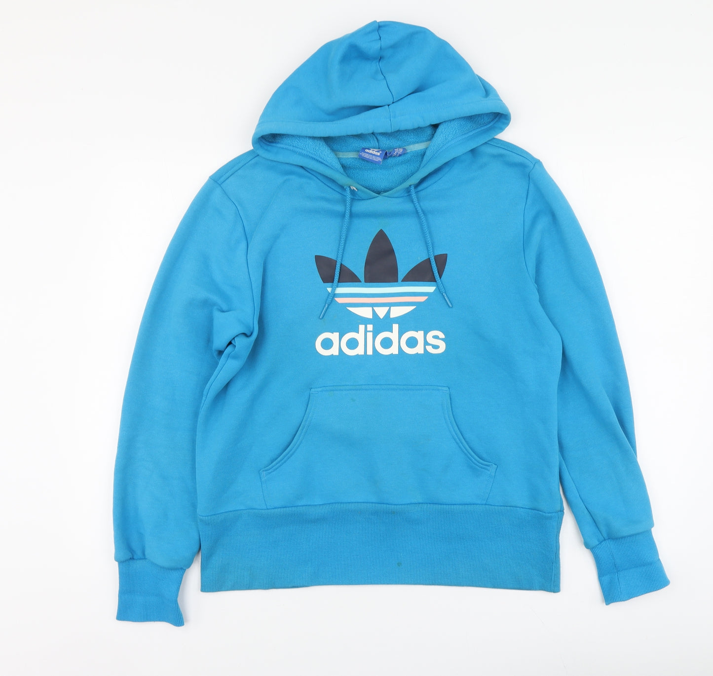 adidas Womens Blue Cotton Pullover Hoodie Size 18