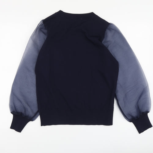 Gallery Womens Blue Round Neck Viscose Henley Jumper Size M