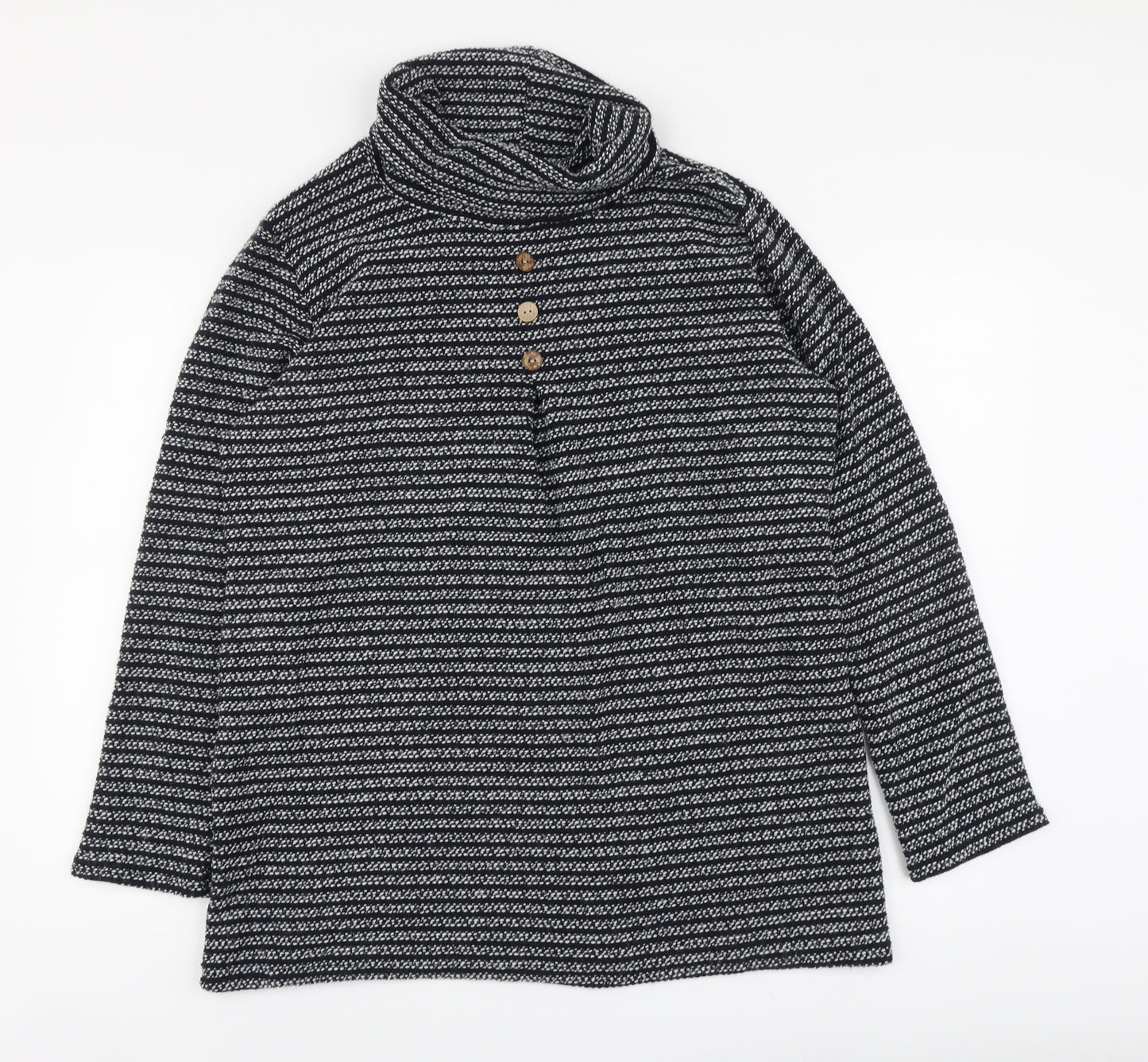 Luca Vanucci Womens Blue Roll Neck Striped Acrylic Pullover Jumper Size XL